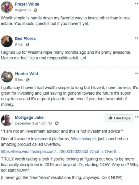 facebook testimonials wealthsimple