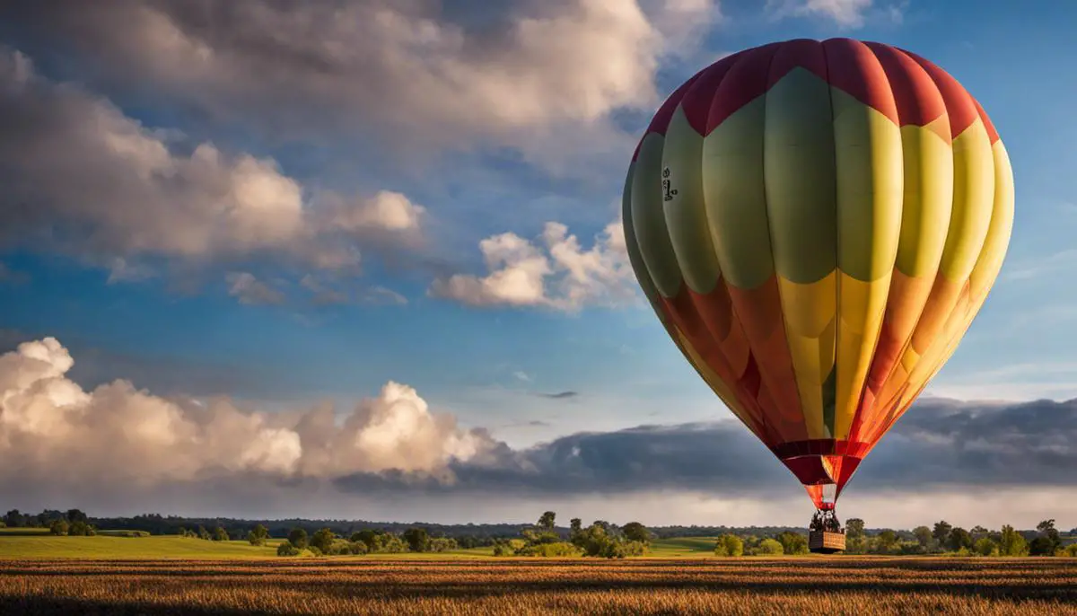 Image depicting a helium-filled balloon floating in the sky