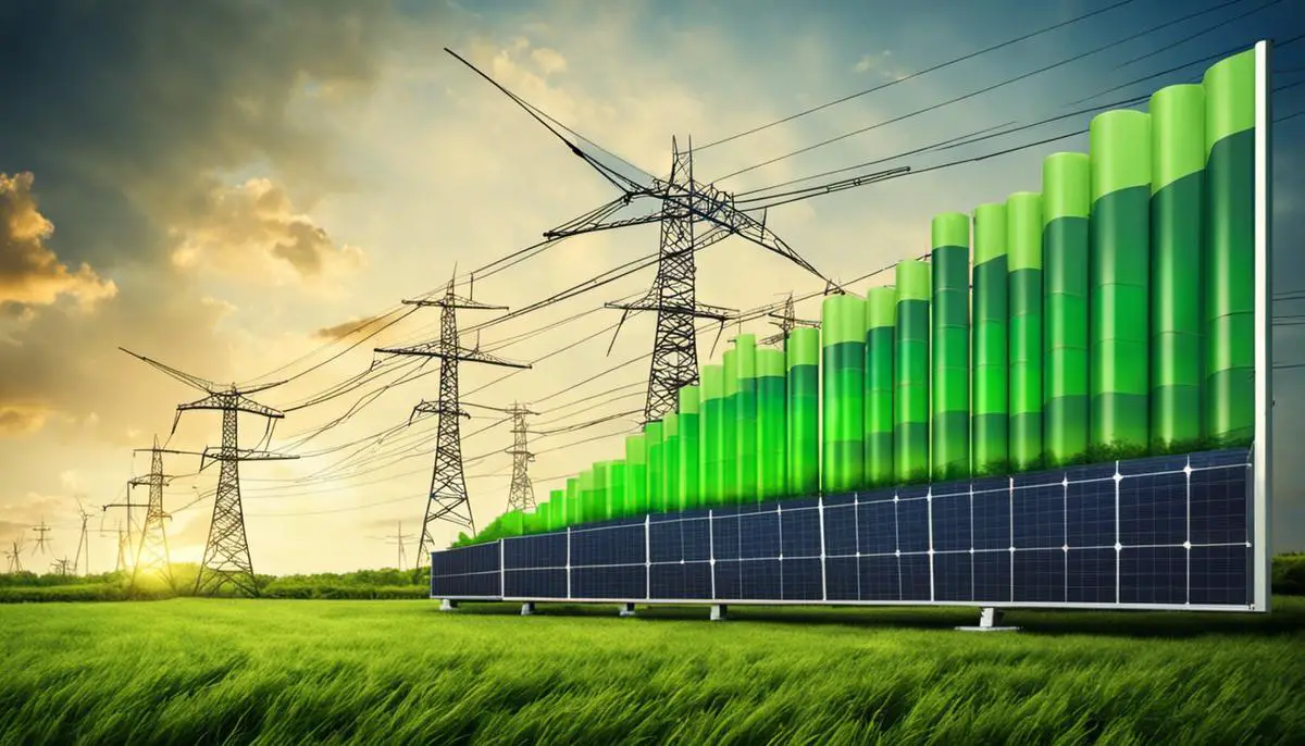 A graph showing the upward trend of electricity stocks in relation to the increasing demand for green technology and clean energy.